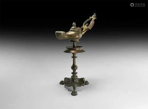 Byzantine Oil Lamp with Tripod Stand