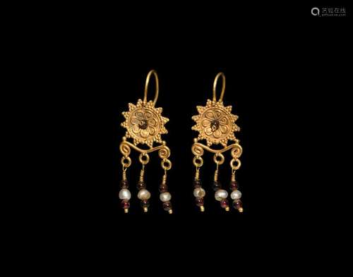 Byzantine Gold Earrings with Bead Drops