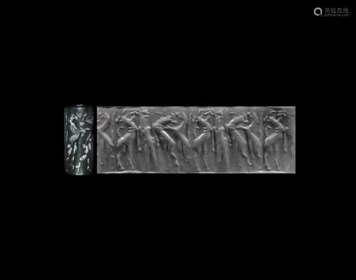 Early Dynastic III Cylinder Seal with Contest Scene