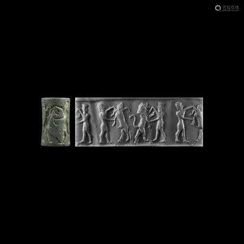 Akkadian Cylinder Seal with Contest Scene