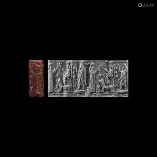 Assyrian Cylinder Seal with God and Gryphon