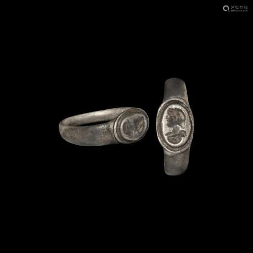 Roman Silver Ring with Male Bust