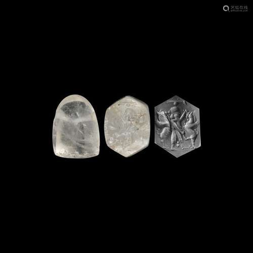 Western Asiatic Crystal Stamp Seal with Contest Scene