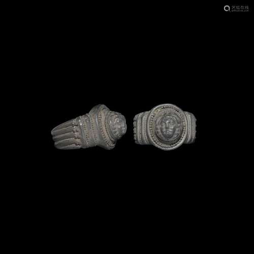 Roman Silver Signet Ring with Bust