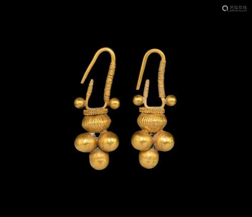 Western Asiatic Gold Cluster Earring Pair