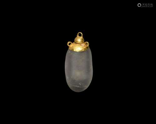 Western Asiatic Crystal Scent Bottle with Gold Cap