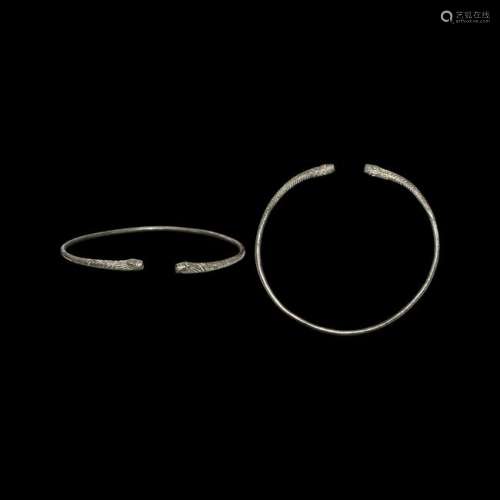 Western Asiatic Silver Serpent-Headed Torc