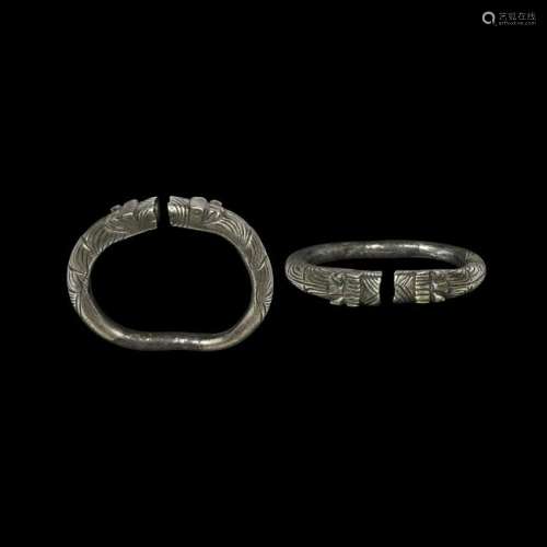 Western Asiatic Silver Beast-Headed Bracelet