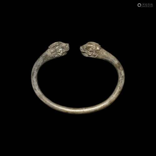 Western Asiatic Urartian Bangle with Lion Heads