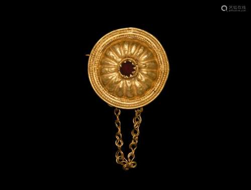 Roman Gold Brooch with Safety Chain