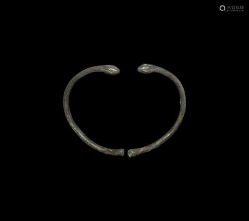 Roman Silver Snake-Headed Bracelet