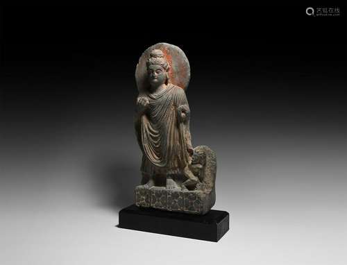 Gandharan Standing Buddha with Attendant