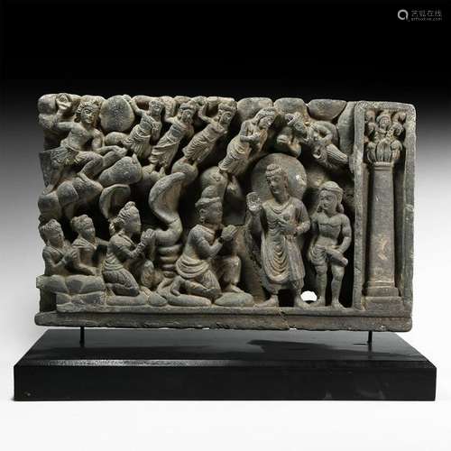 Gandharan Frieze with Buddha and Worshippers