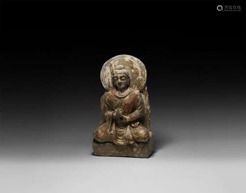 Gandharan Polychrome Buddha Statue