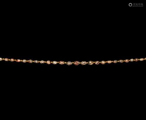 Indus Valley Etched Carnelian Bead Necklace