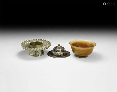 Indian Silver and Jade Incense Burner