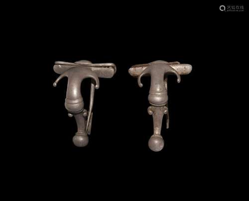 Roman Silver Trumpet Brooch Pair