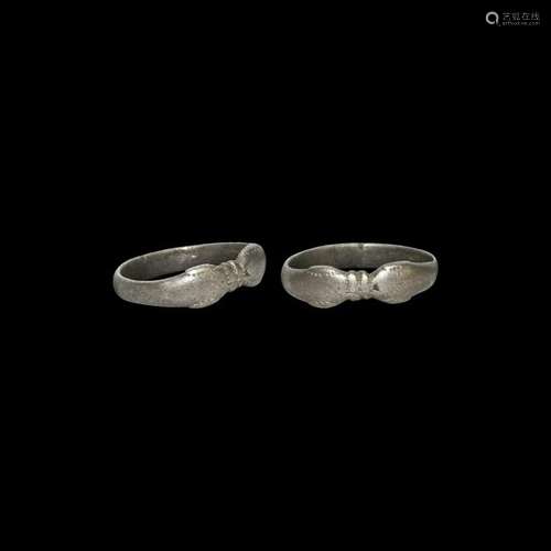 Roman Silver Double Dolphin Ring