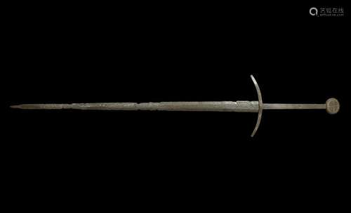 Medieval Type XVII Sword with Latten Inlaid Pommel