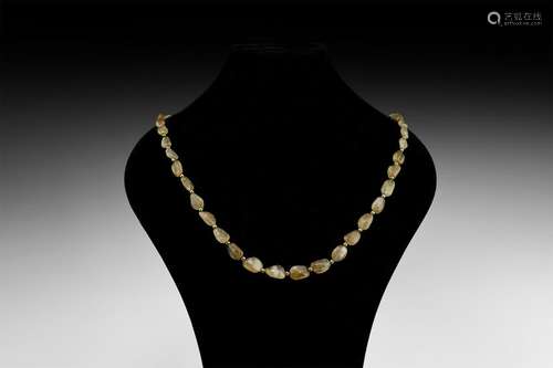 Roman Yellow Citrine Bead Necklace