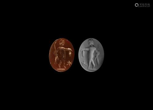 Roman Intaglio Gemstone with Standing Deity