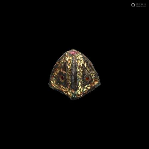 Anglo-Saxon Gilt Pyramid Mount with Garnets