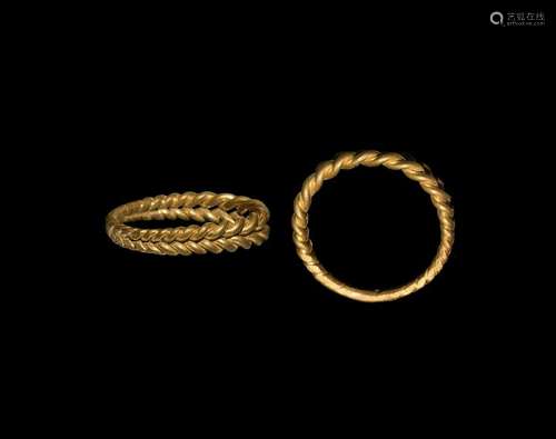 Viking Herringbone Gold Ring