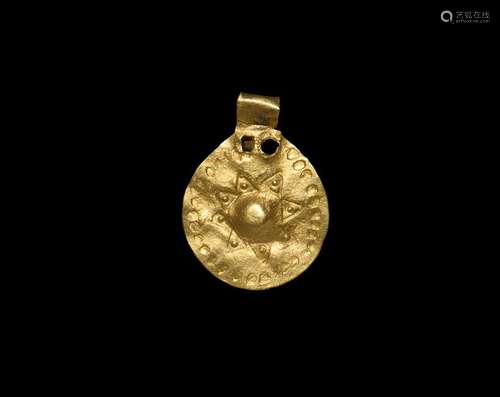 Viking Gold Pendant with Sunburst