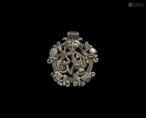 Viking Gilt Silver Gripping Beast Pendant