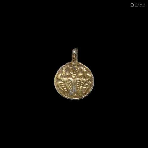 Viking Gilt Silver Odin and Raven Pendant