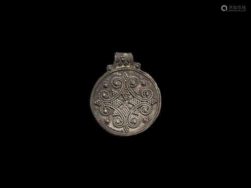 Viking Silver Pendant with Filigree Cross