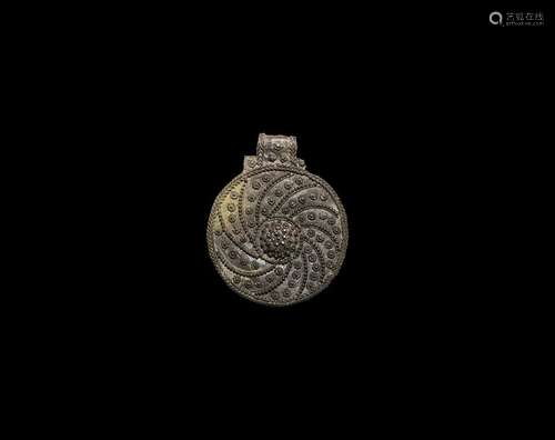 Viking Silver Pendant with Sunburst