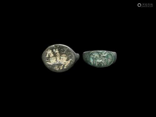 Roman Rings with Horse and Rider Intaglio