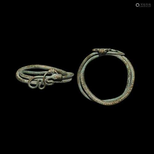 Viking Silver-Inlaid Snake Arm Ring