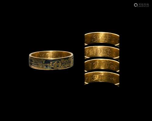 George III Gold Enamelled Ring with Full Skeleton