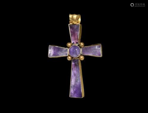 Post Medieval Gold and Amethyst Cross Pendant