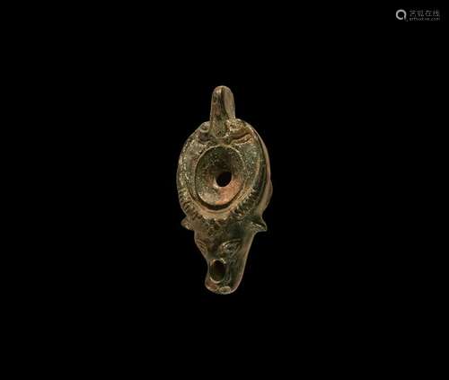 Roman Votive Oil Lamp with Ox-Head