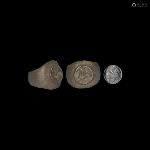 Roman Silver Signet Ring - Cupid & Hippocampus