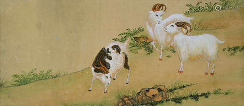 佚名 三羊开泰 设色纸本镜片