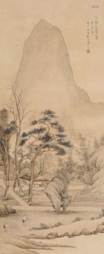 吴观岱（1862～1929） 1896年作 大鹤山房图 立轴 设色纸本