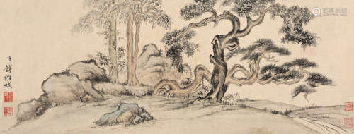 钱维城（1720～1772） 松柏长春 镜片 设色纸本