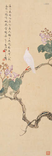 王师子（1885～1950） 1941年作 花鸟 立轴 设色纸本