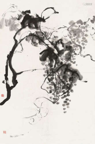 刘海粟（1896～1994） 紫藤 镜片 水墨纸本