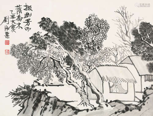 刘海粟（1896～1994） 芳荫乔木图 镜片 水墨纸本