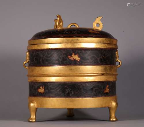 汉代  铜胎漆金彩绘博山炉