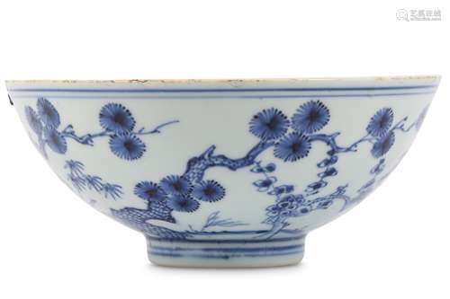 A CHINESE BLUE AND WHITE 'THREE FRIENDS OF WINTER BOWL.