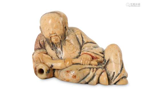 A CHINESE SOAPSTONE FIGURE OF LI BAI.