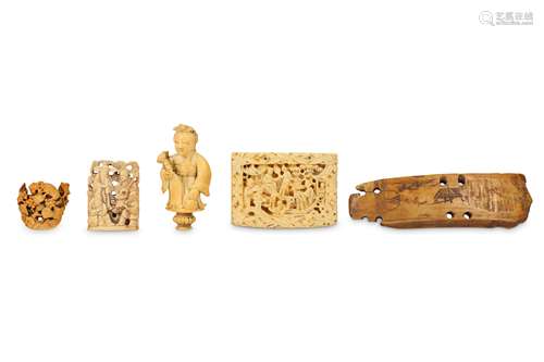 FIVE CHINESE IVORY PIECES.