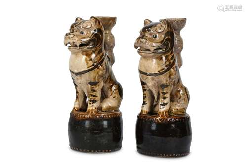 A PAIR OF CHINESE 'TIGER VASES'.