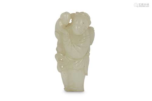 A CHINESE WHITE JADE ‘MAN AND MONKEY’ GROUP.